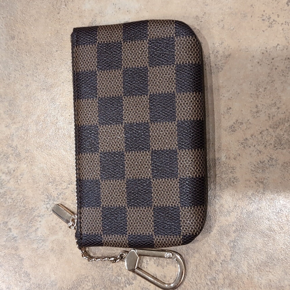 Daisy Rose Wallet Key Pouch Checkered Brown